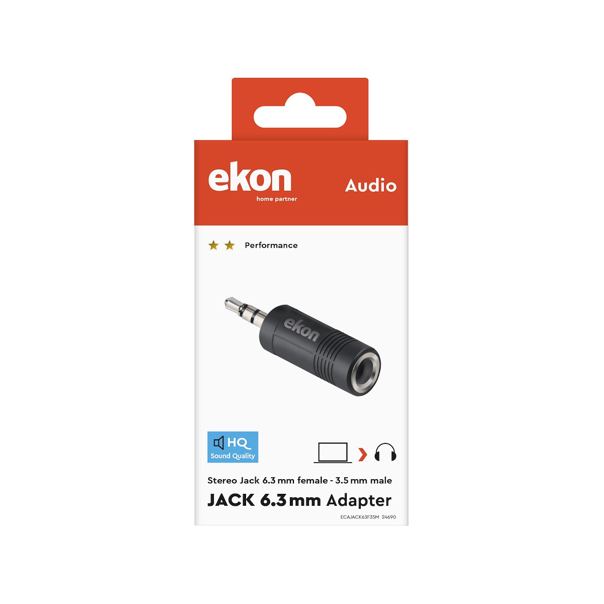 EKON ECAJACK63F35M Adattatore Audio Jack 6.3mm F - 3.5mm M - immagine 2