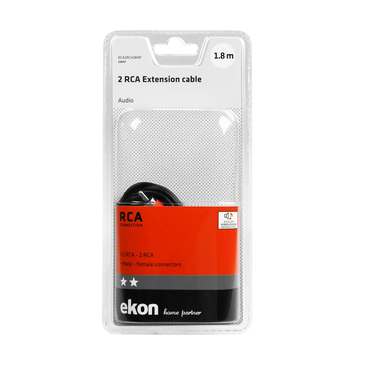 EKON ECA2RCA18MF Cavo Audio 2 RCA M-F 1.8mt - immagine 2