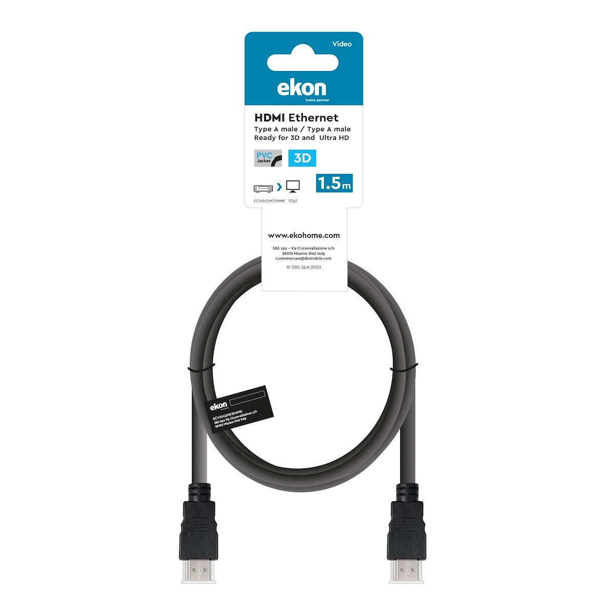EKON ECVXHDMI15MMK Cavo HDMI v1.4 con Ethernet, 1.5m - immagine 2
