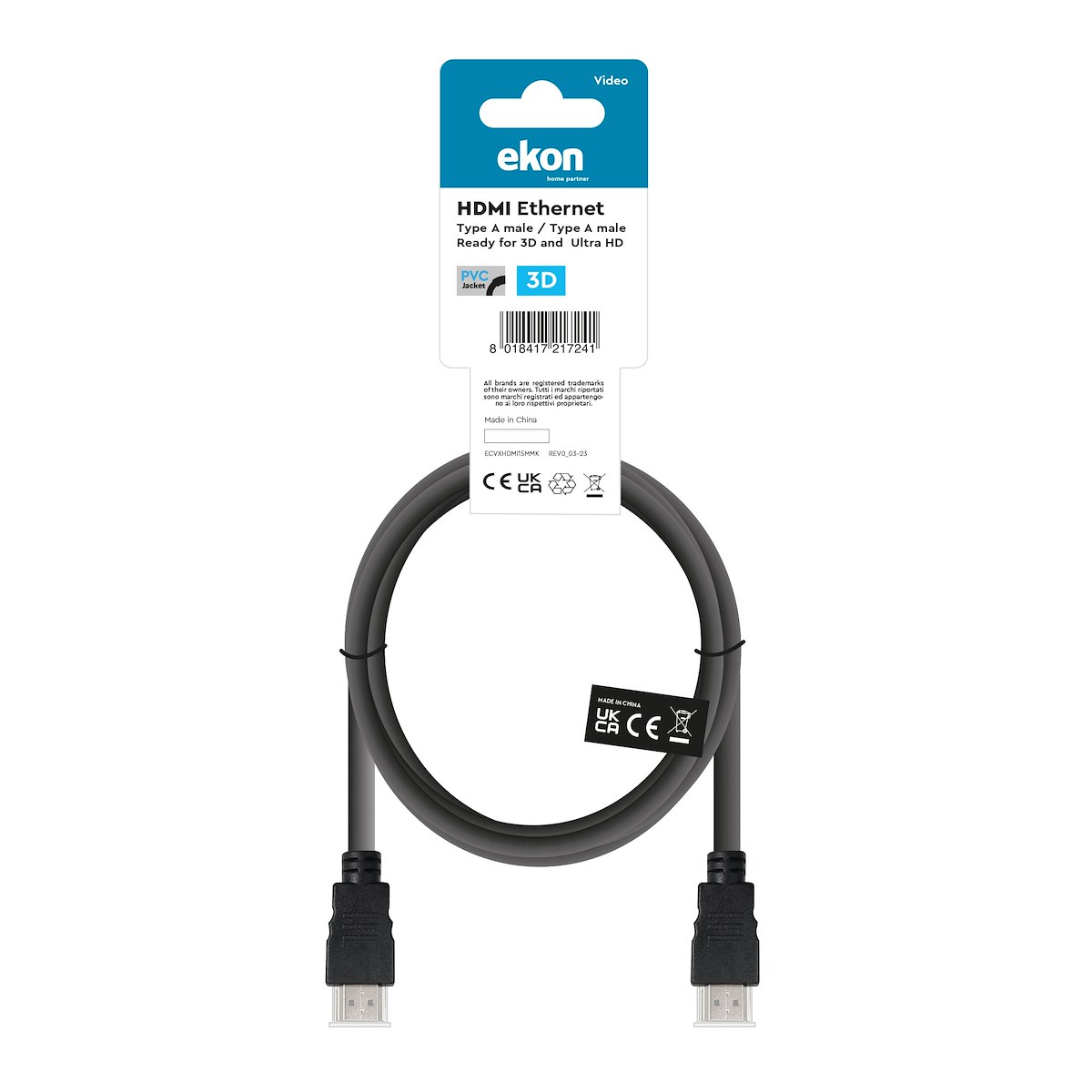 EKON ECVXHDMI15MMK Cavo HDMI v1.4 con Ethernet, 1.5m - immagine 3