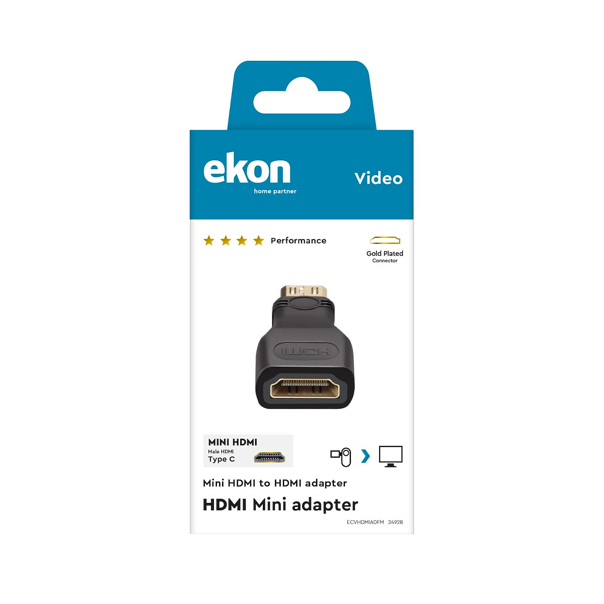 EKON ECVHDMIADFM Adattatore HDMI M-Mini HDMI M - immagine 2
