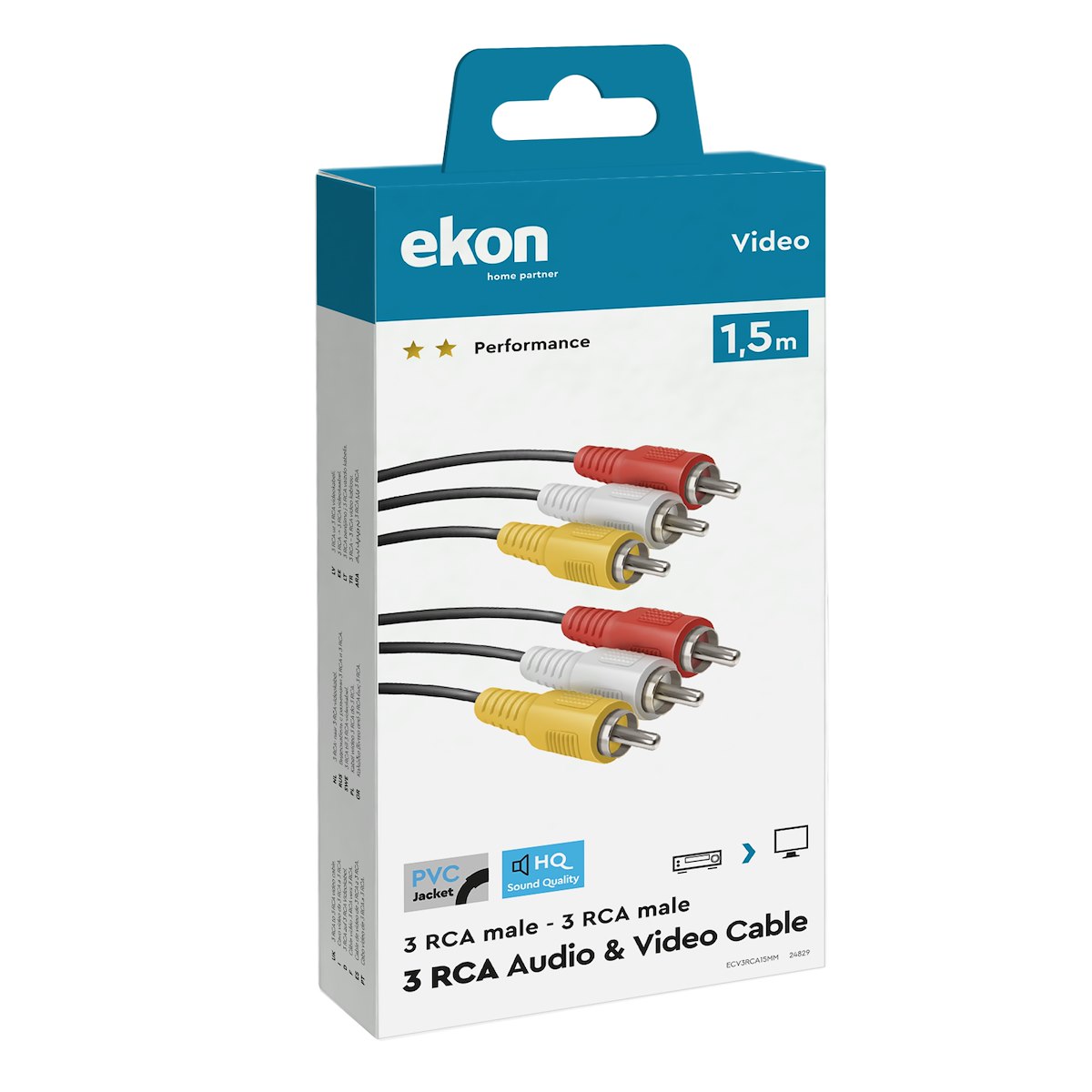 EKON ECV3RCA15MM Cavo 3 RCA M-M 1.5m - immagine 2
