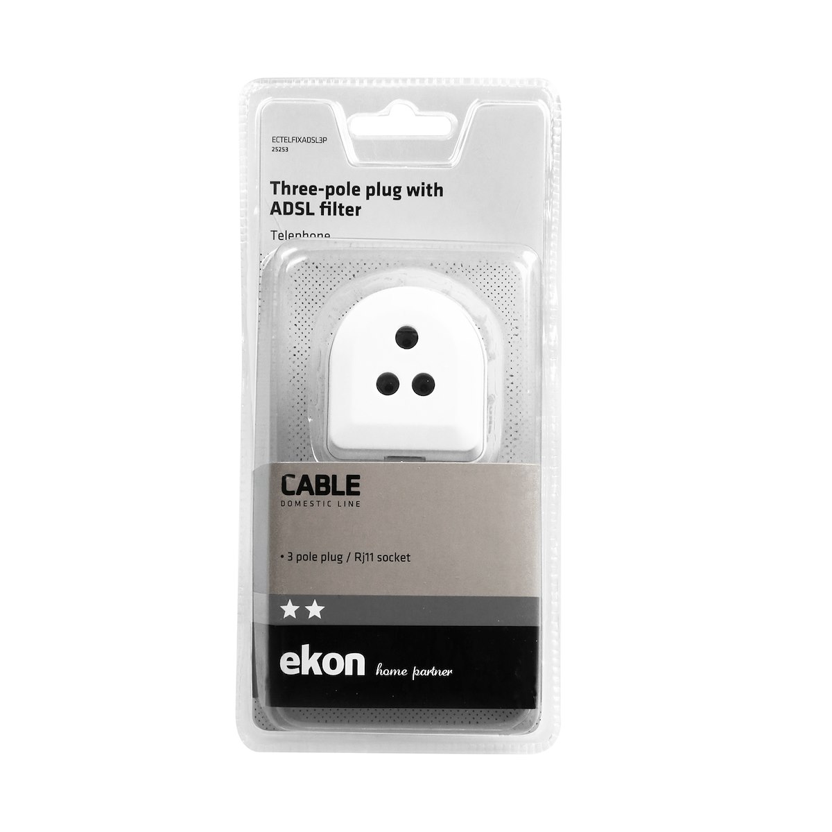 EKON ECTELFIXADSL3P Filtro ADSL Tripla Spina RJ11 - immagine 4