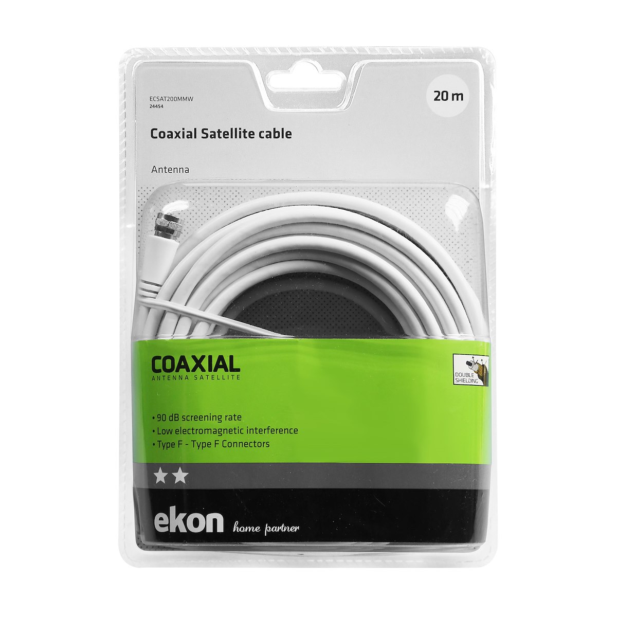 EKON ECSAT200MMW Cavo Satellite F M-M 20m Bianco - immagine 2