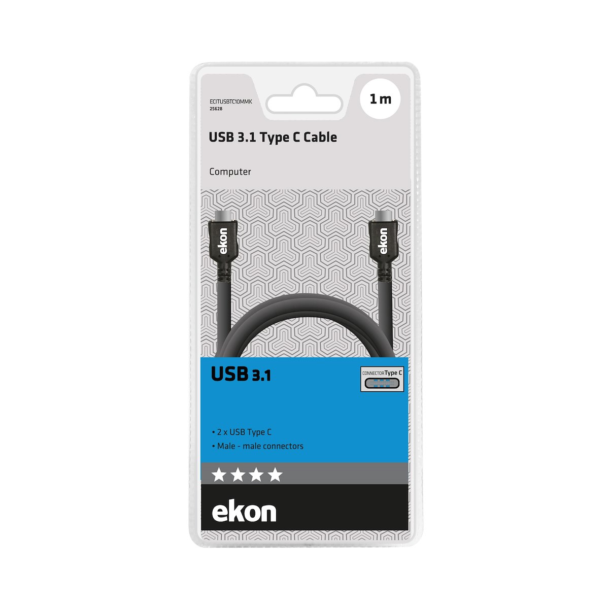 EKON ECITUSBTC10MMK Cavo USB 3.1 C a C M-M 1m - immagine 2