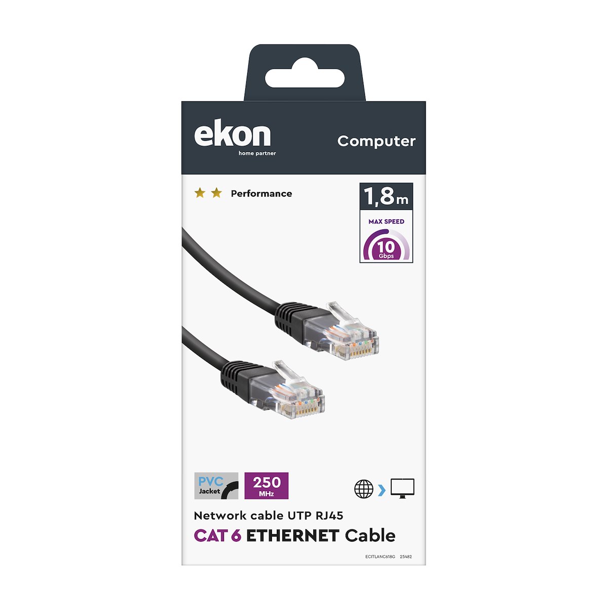 EKON ECITLANC618G Cavo di Rete UTP Cat.6, 1.8m, Grigio - immagine 2