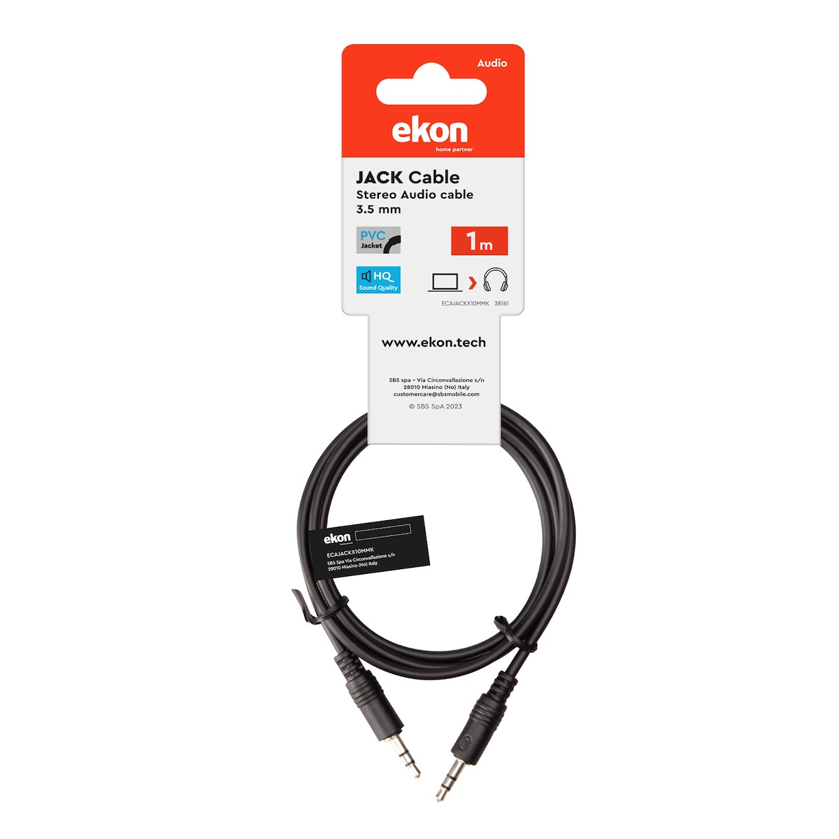 EKON ECAJACKX10MMK Cavo Jack 3.5mm 1m Audio - immagine 2