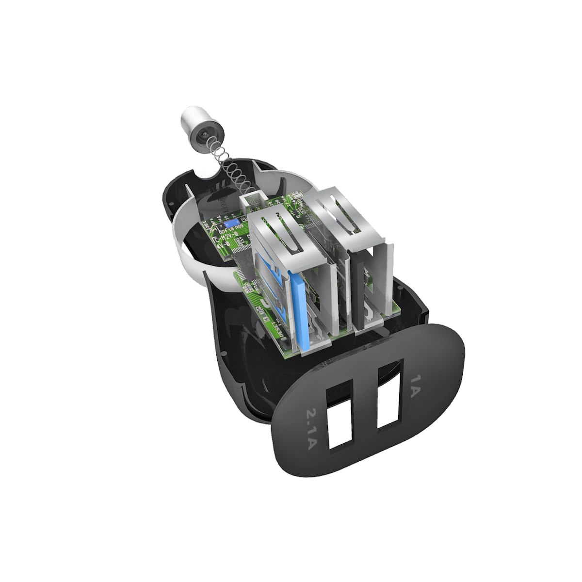 SBS TEKITCRC2U21AUL Caricabatterie Auto 2 USB + Cavo Tipo C Nero - immagine 3