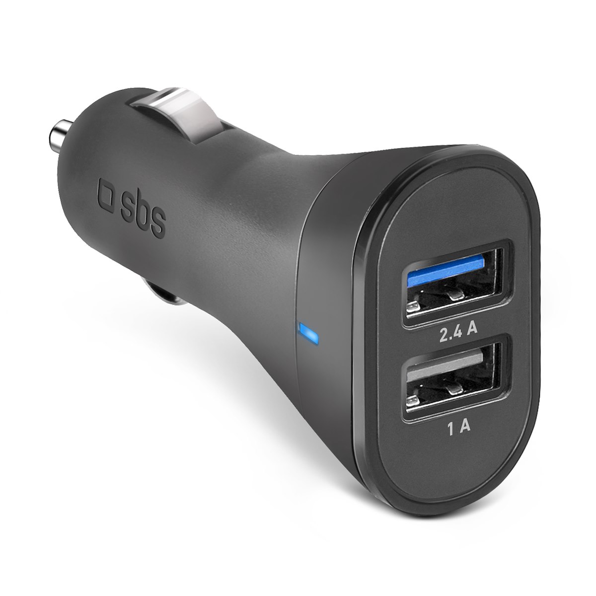 SBS TECR2USB24AFAST Caricabatterie auto universale 2 USB 2.4A rapido nero