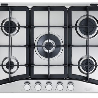 DE LONGHI PFI57GH Piano Cottura Gas 70cm 4F+1 Doppia Corona Ghisa Inox