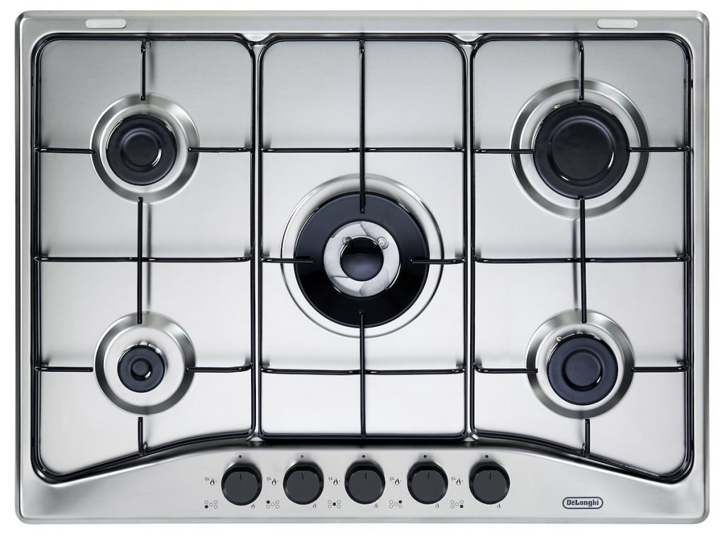 DE LONGHI FFA57ASV Piano Cottura Gas 70cm 5 Fuochi Tripla Corona Inox