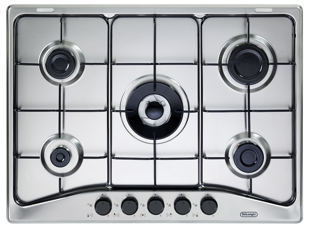 DE LONGHI FFA57ASV Piano Cottura Gas 70cm 5 Fuochi Tripla Corona Inox