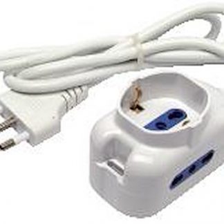 GBC 22055665 Multipresa Mini 2+1 Uscite Bipasso Bianca
