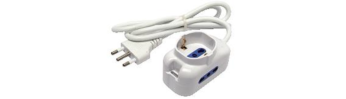 GBC 22055665 Multipresa Mini 2+1 Uscite Bipasso Bianca