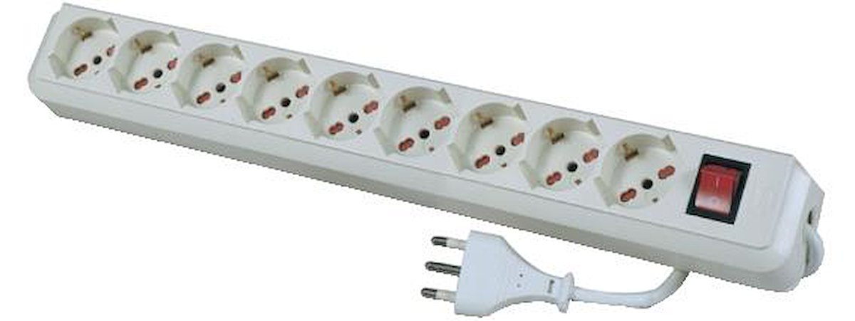 GBC 22055635 Multipresa 9 uscite 16A con interruttore bianco