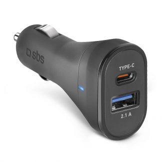 SBS TECRTC1USB2AUL Caricabatterie auto USB-C 12-24V 3100mA nero
