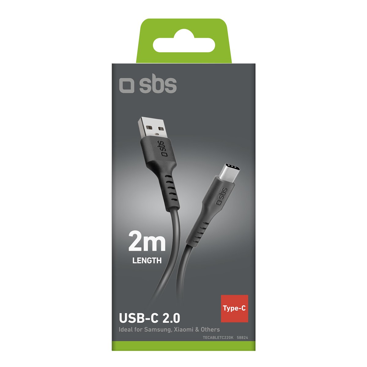 SBS TECABLETC220K Cavo USB 2.0-Type-C, 2m, Nero - immagine 3