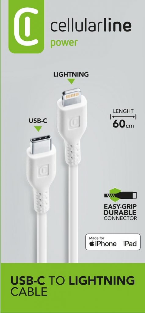CELLULAR LINE USBDATAC2LMFI60CMW Cavo Dati USB-C a Apple, 60cm, Bianco