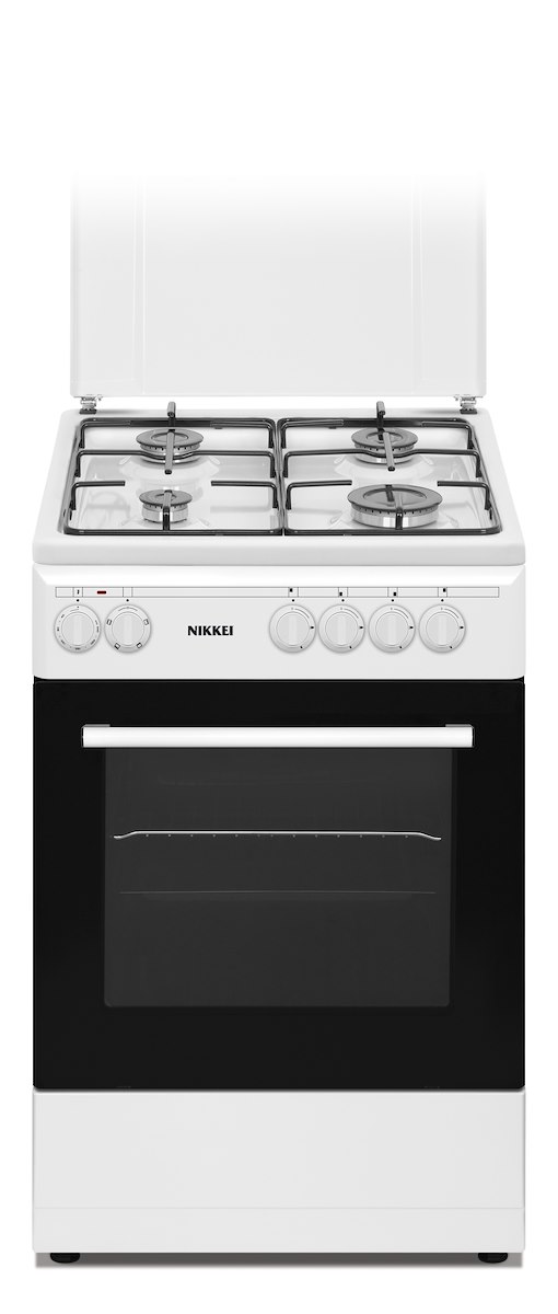 NIKKEI SN554WE Cucina 50cm 4F Gas Forno Elettrico con Grill Bianco