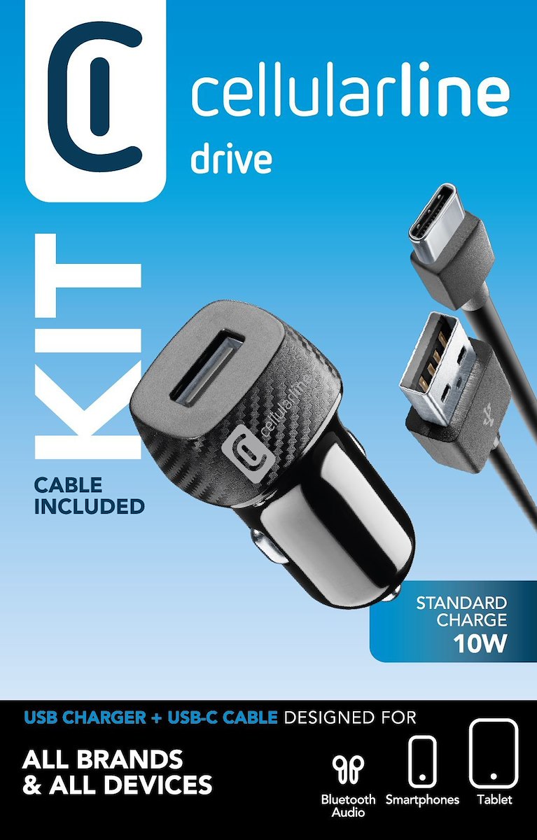CELLULAR LINE CBRKIT10WTYCK Caricabatterie auto kit 10W USB-C