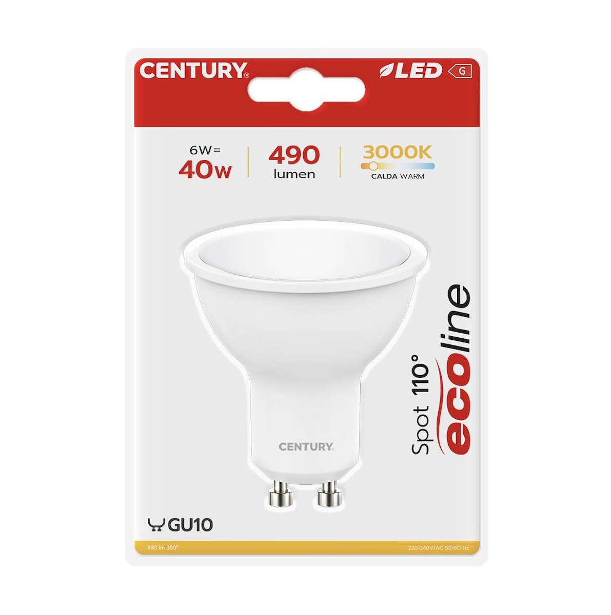CENTURY ELK110061030BL Lampada LED 6W GU10 3000K 470LM IP20 Ecoline - immagine 2