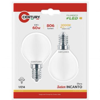 CENTURY INSH1G061430BL2 LED E14 6W 3000K 806LM IP20 Sfera, 2 pz