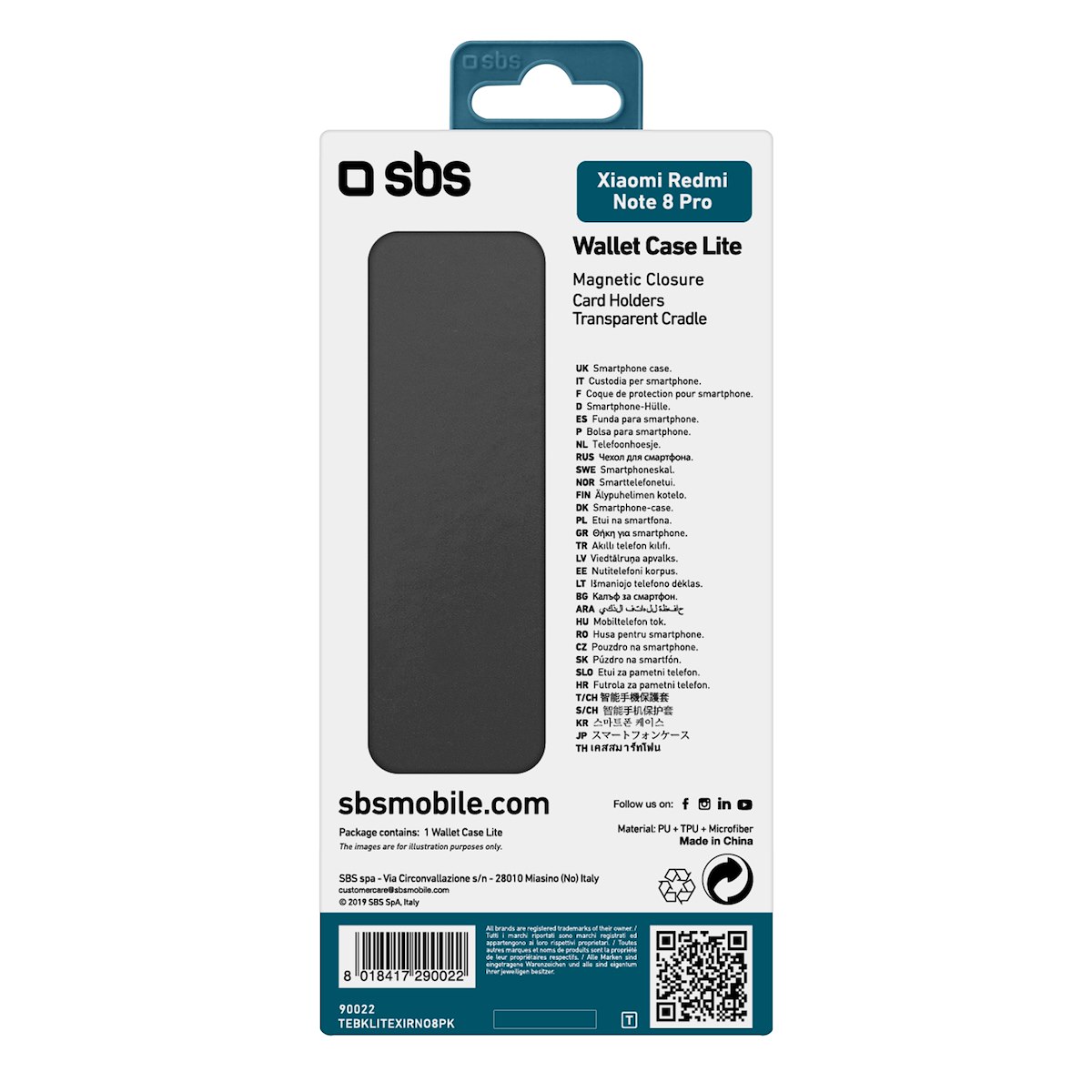 SBS TEBKLITEXIRNO8PK Custodia Libro Wallet Lite Nera per Xiaomi Redmi Note 8 Pro - immagine 4