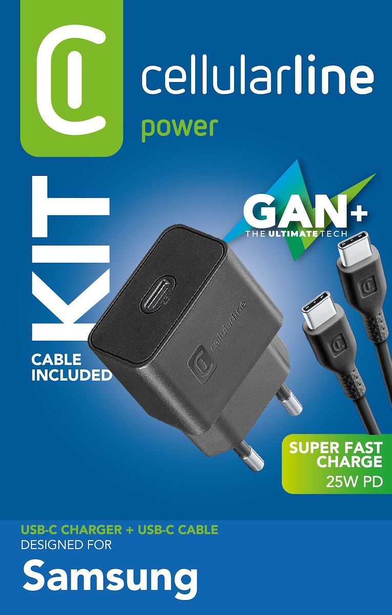 CELLULAR LINE ACHSMKITC2CPD25WK Caricab. rete Samsung SuperFast + cavo USB-C BK - immagine 2