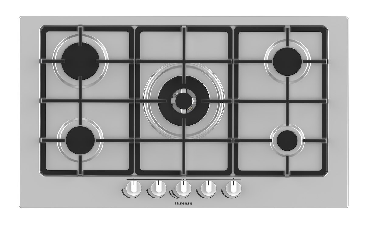 HISENSE GM973XF Piano Cottura Gas 90cm 4F+1T.C. Griglie Ghisa Inox