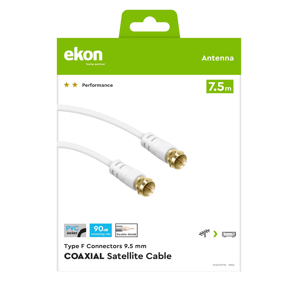 EKON ECSAT75FFW Cavo SAT 7.5m F/F Bianco