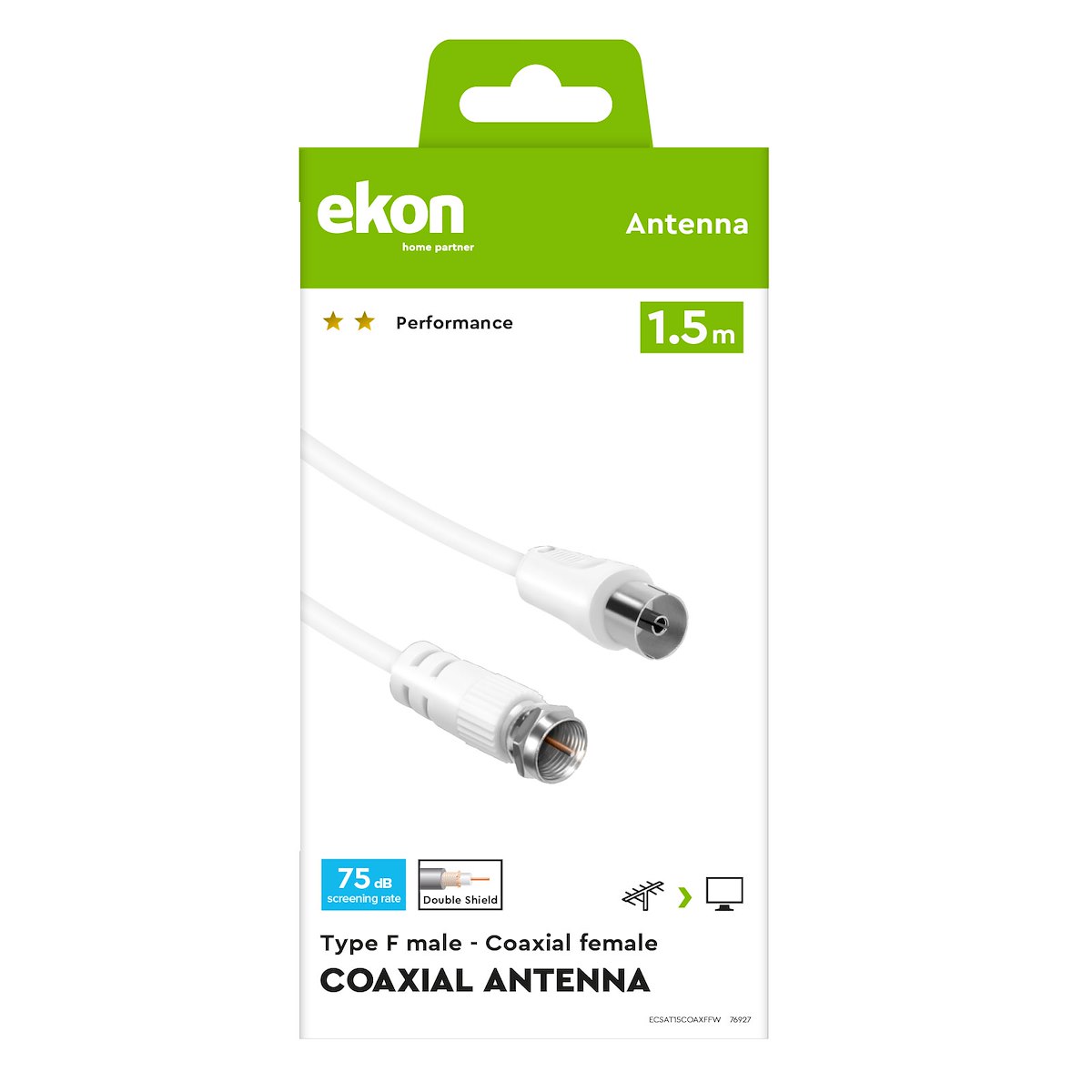 EKON ECSAT15COAXFFW Cavo SAT F-COAX F 1.5m Bianco