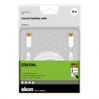 EKON ECSAT100METFFG Cavo SAT 10m F-F Bianco, con connettori oro
