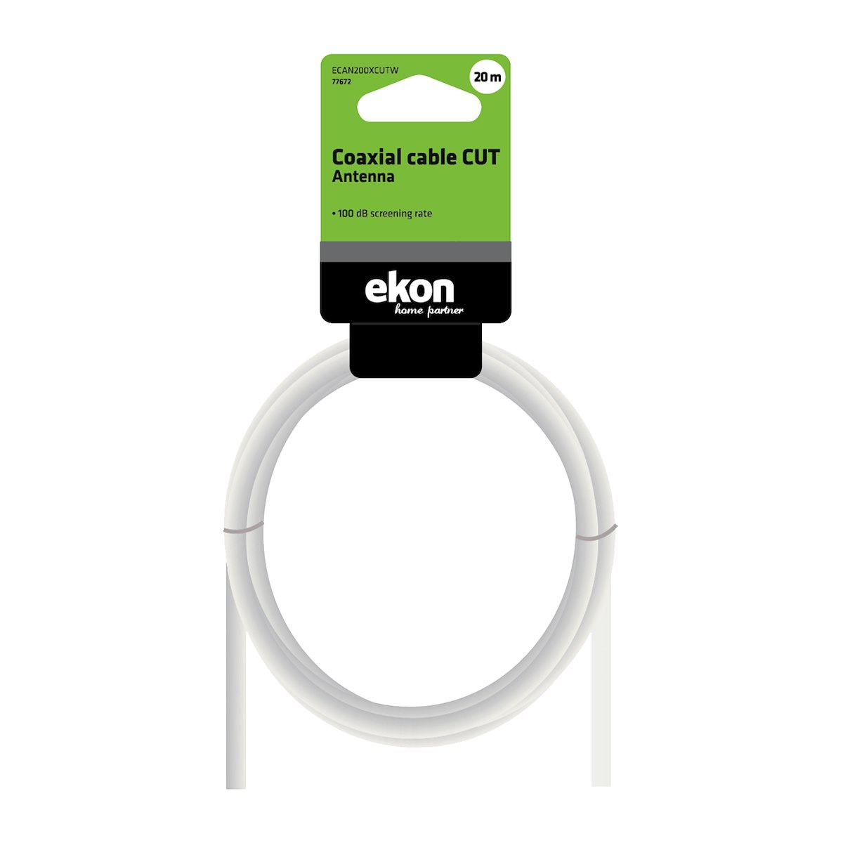 EKON ECAN200XCUTW, cavo antenna 20m, bianco