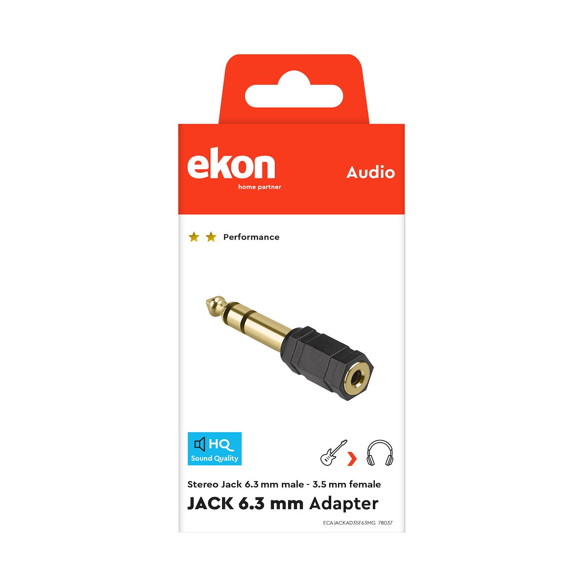 EKON ECAJACKAD35F63MG Adattatore Audio Jack 3.5mm F - Jack 6.3mm M