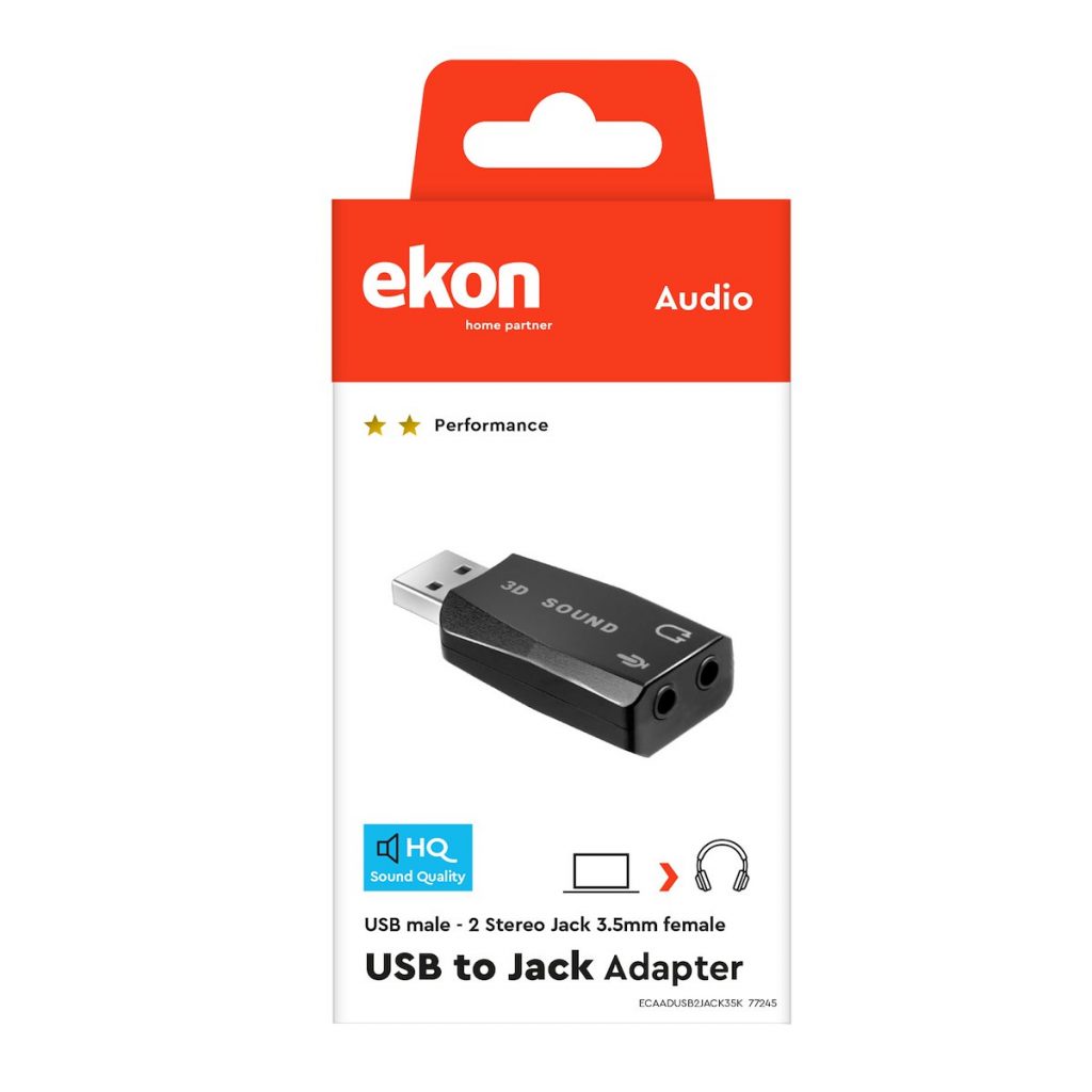 EKON ECAADUSB2JACK35K Adattatore Audio USB M - 2 Jack 3.5mm F