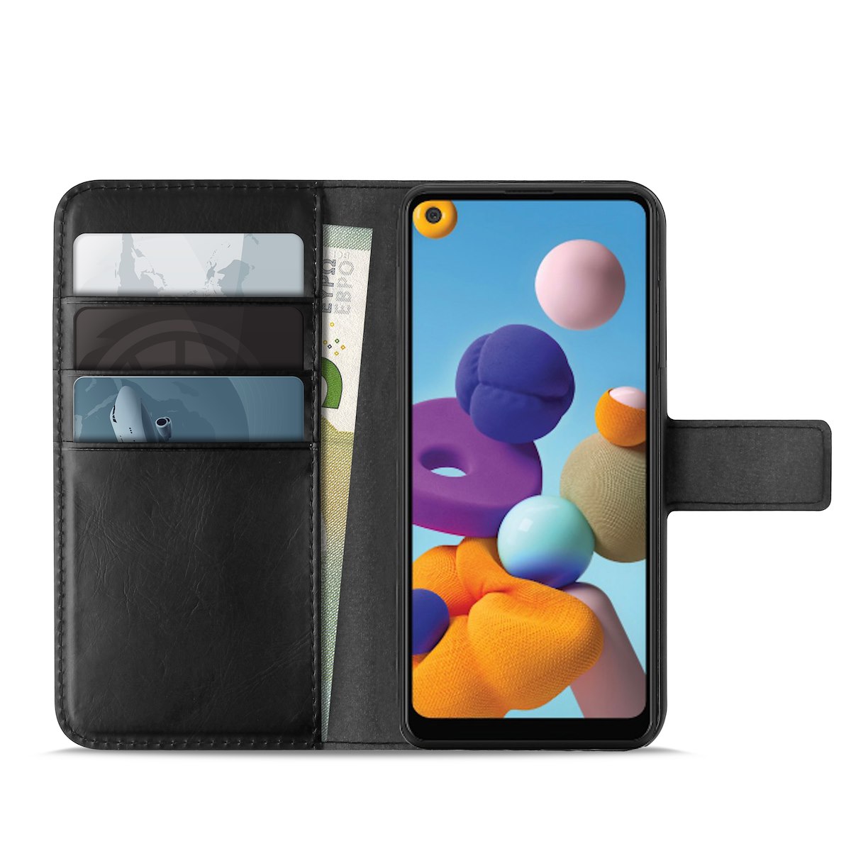 PURO SGA21BOOKC4BLK Custodia Flip Wallet per Galaxy A21, ecopelle nera