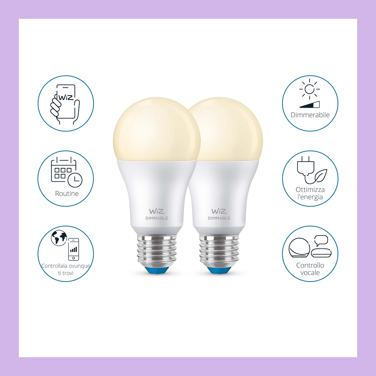 WIZ 929002450232 Lampada LED Dim Goccia Smerigliata 60W E27 2pz - immagine 3