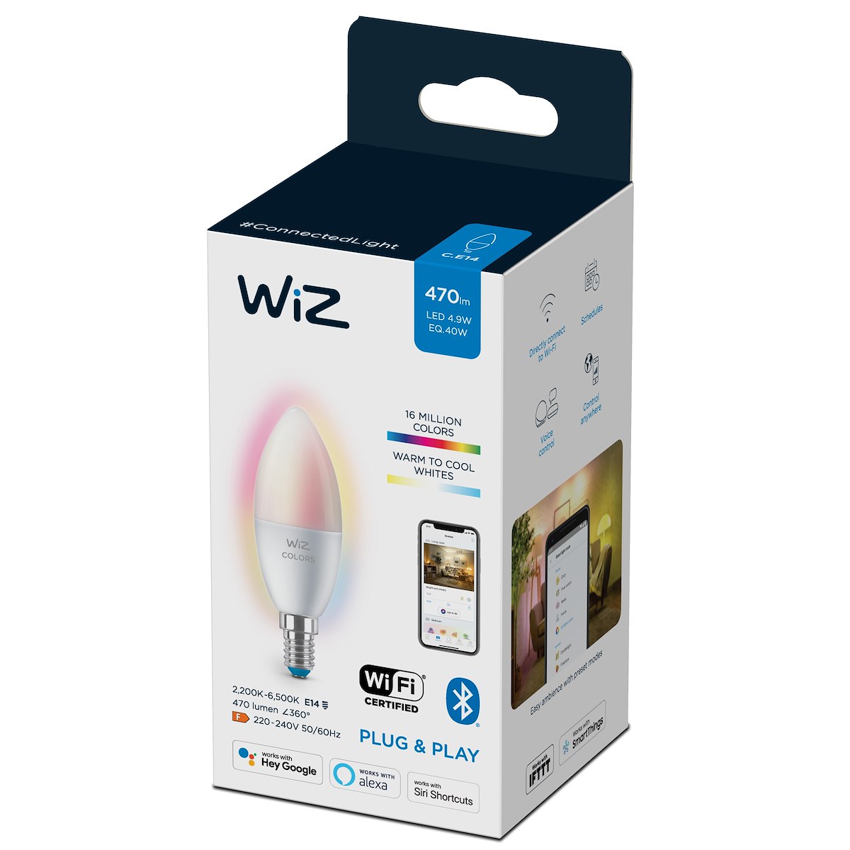 WIZ 929002448802 Lampada LED Candela Smerigliata Color 40W E14