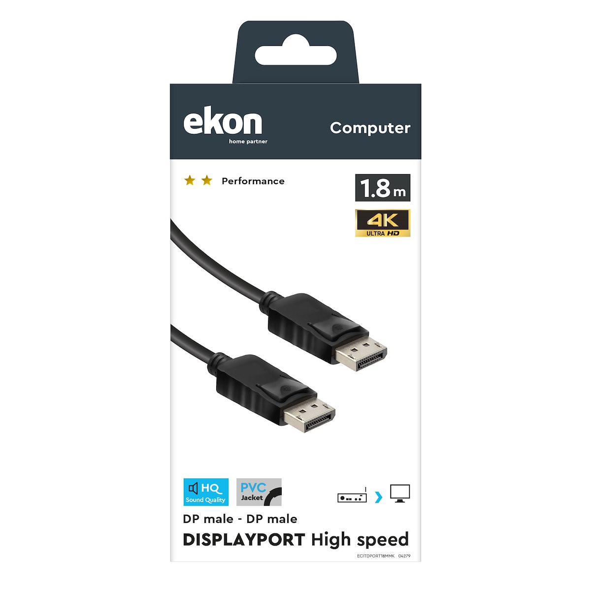 EKON ECITDPORT18MMK Cavo DisplayPort 1.8m Nero - immagine 2