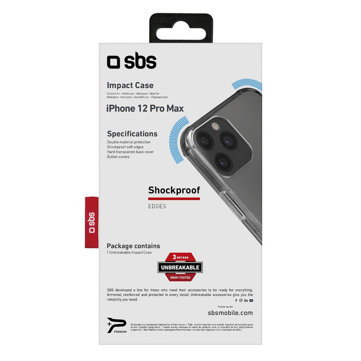 SBS TESTRCOVIP12PMT Cover Impact Trasparente per iPhone 12 Pro Max - immagine 4