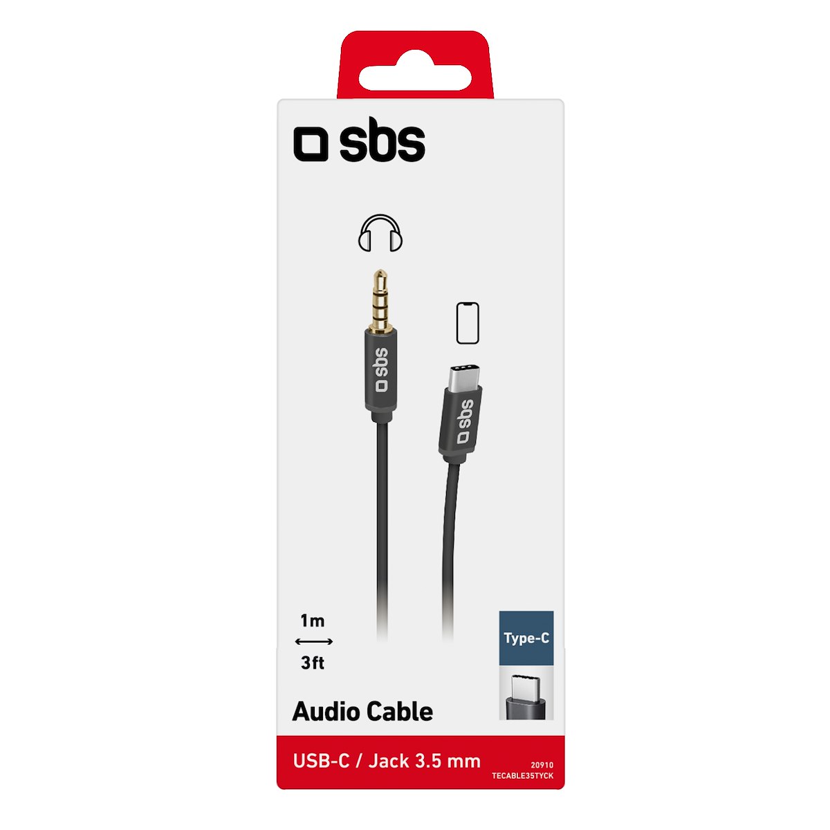 SBS TECABLE35TYCK Cavo Jack 3.5mm - USB Type-C M-M - immagine 4