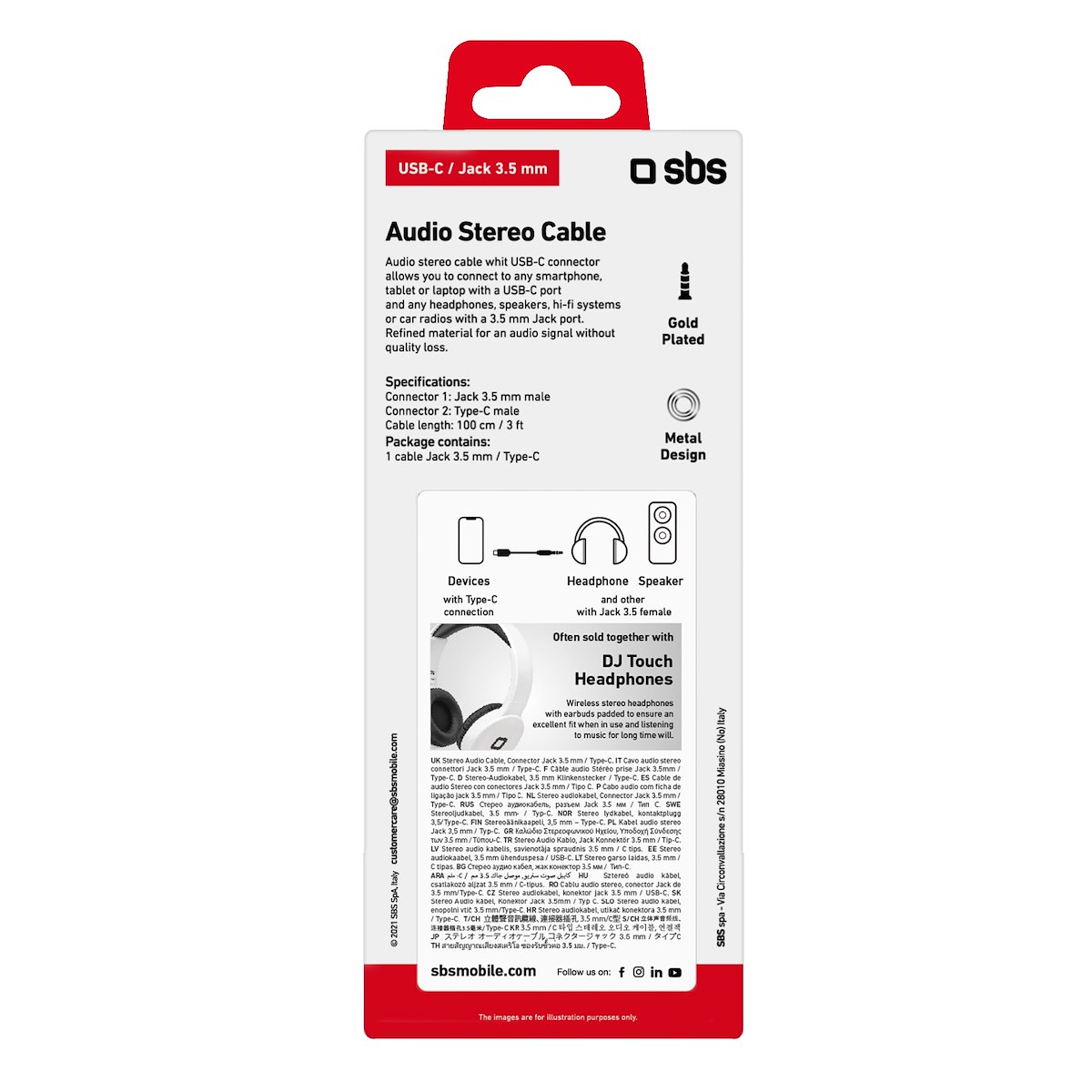 SBS TECABLE35TYCK Cavo Jack 3.5mm - USB Type-C M-M - immagine 5