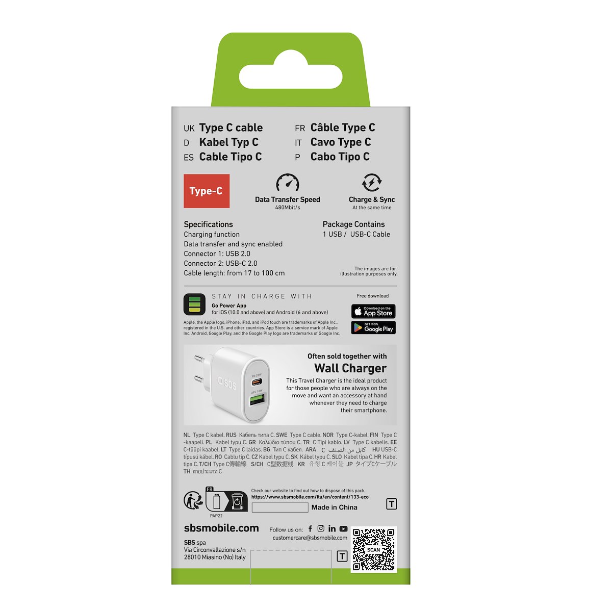 SBS TECABLETYPCS1W Cavo Type-C 1m Bianco - immagine 3