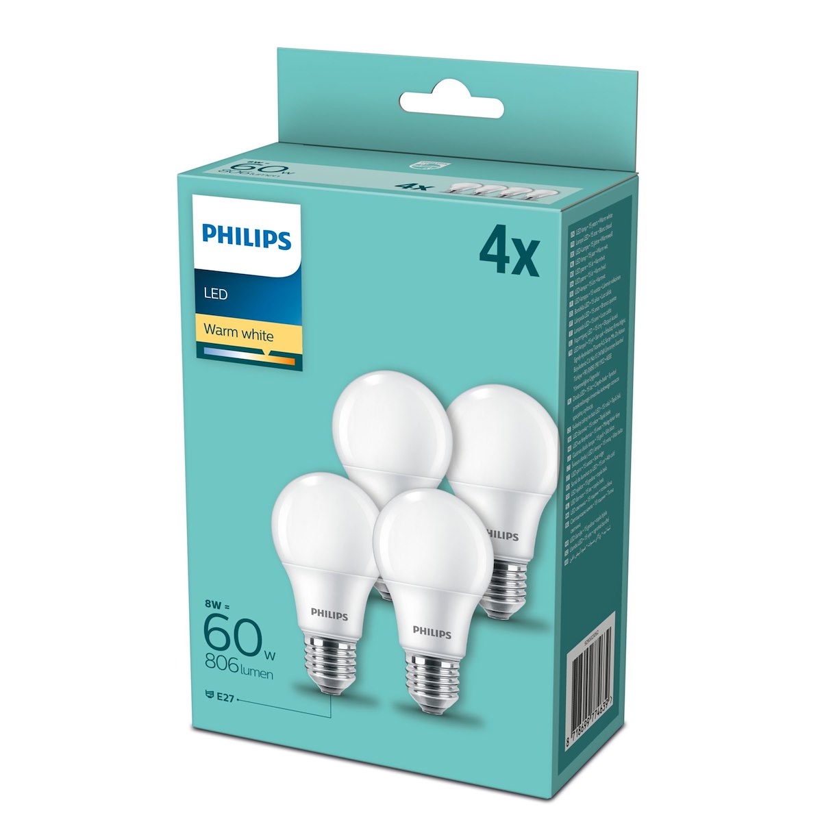 PHILIPS 929002306204 Lampada LED Goccia 60W E27 2700K 4pz - immagine 3