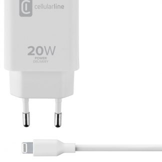 CELLULAR LINE ACHIPHKITC2LMFI20W Caricabatterie Rete Apple 20W PD + Cavi