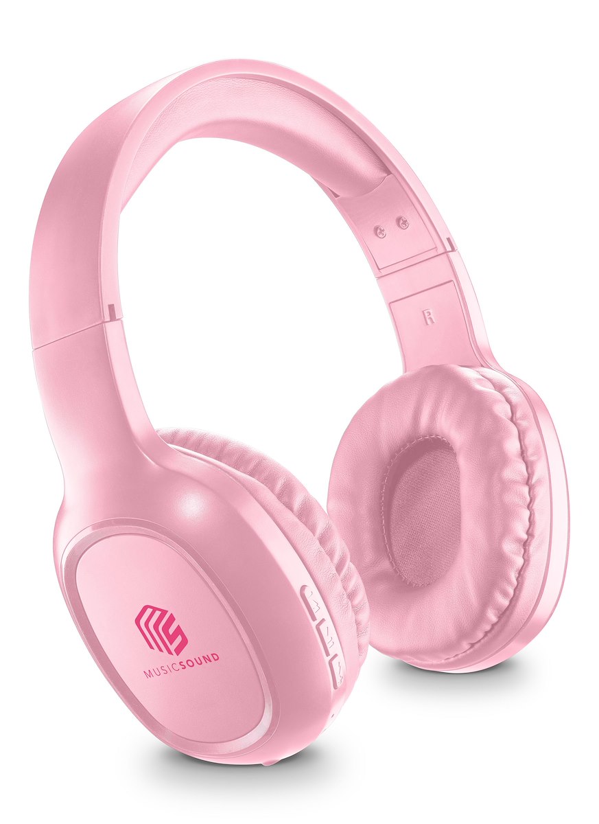 Cellular Line Music Sound Basic Rosa Cuffia Bluetooth con Microfono