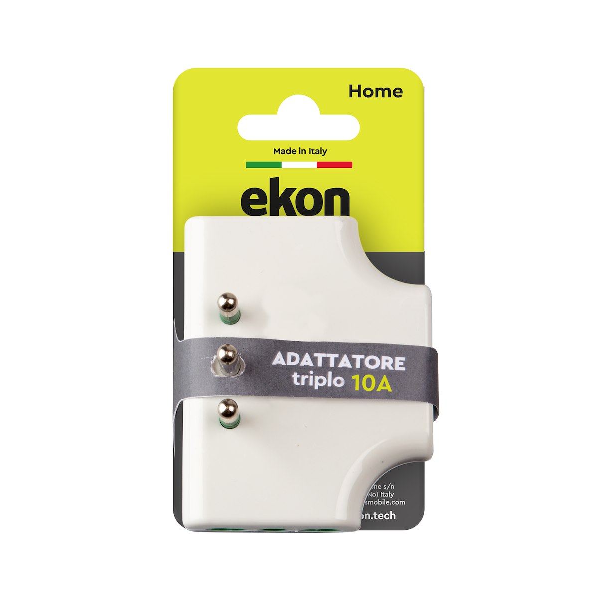 EKON ECELADAFLAT3IT10 Adattatore 3 Piatto ITA 2P+T 10A - immagine 2
