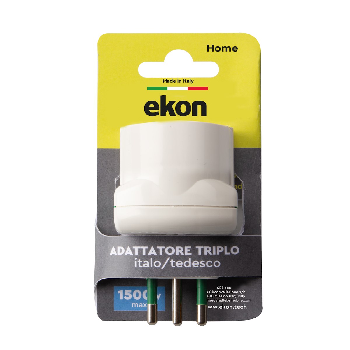 EKON ECELADA2IT1DE16 Adattatore 3 verticali 2P+T 10A bipasso ITA-TED - immagine 2