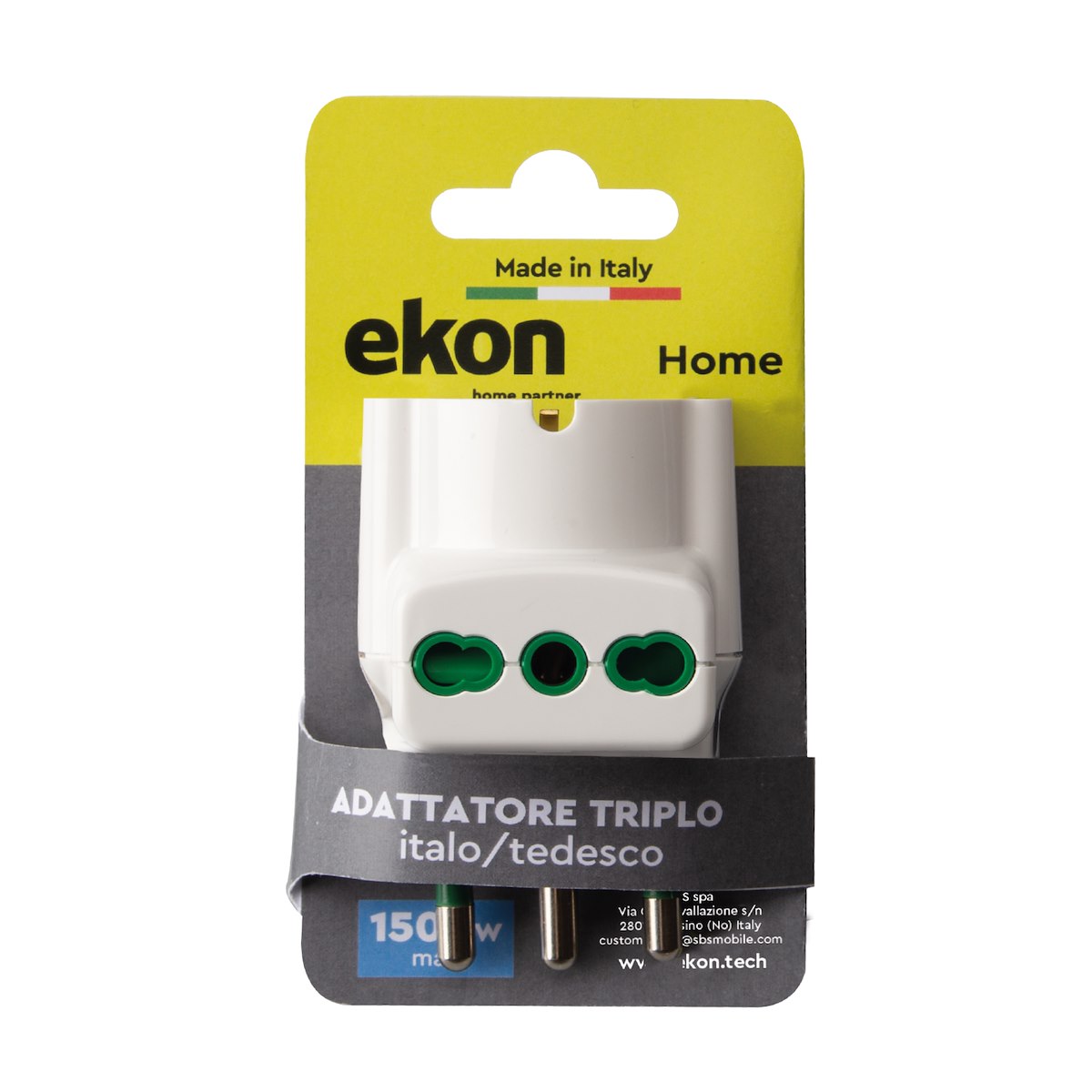 EKON ECELADA2BIIT1BIDE16 Adattatore 3 verticali 2P+T 16A 2 bipasso ITA-TED - immagine 2