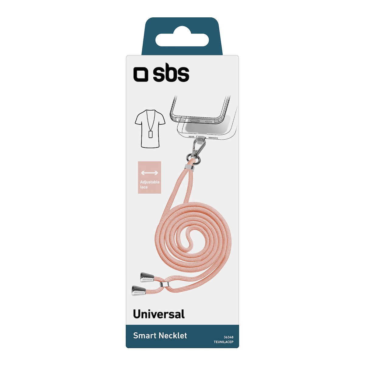 SBS TEUNILACEP Laccetto Tracolla Universale Smartphone Rosa - immagine 2